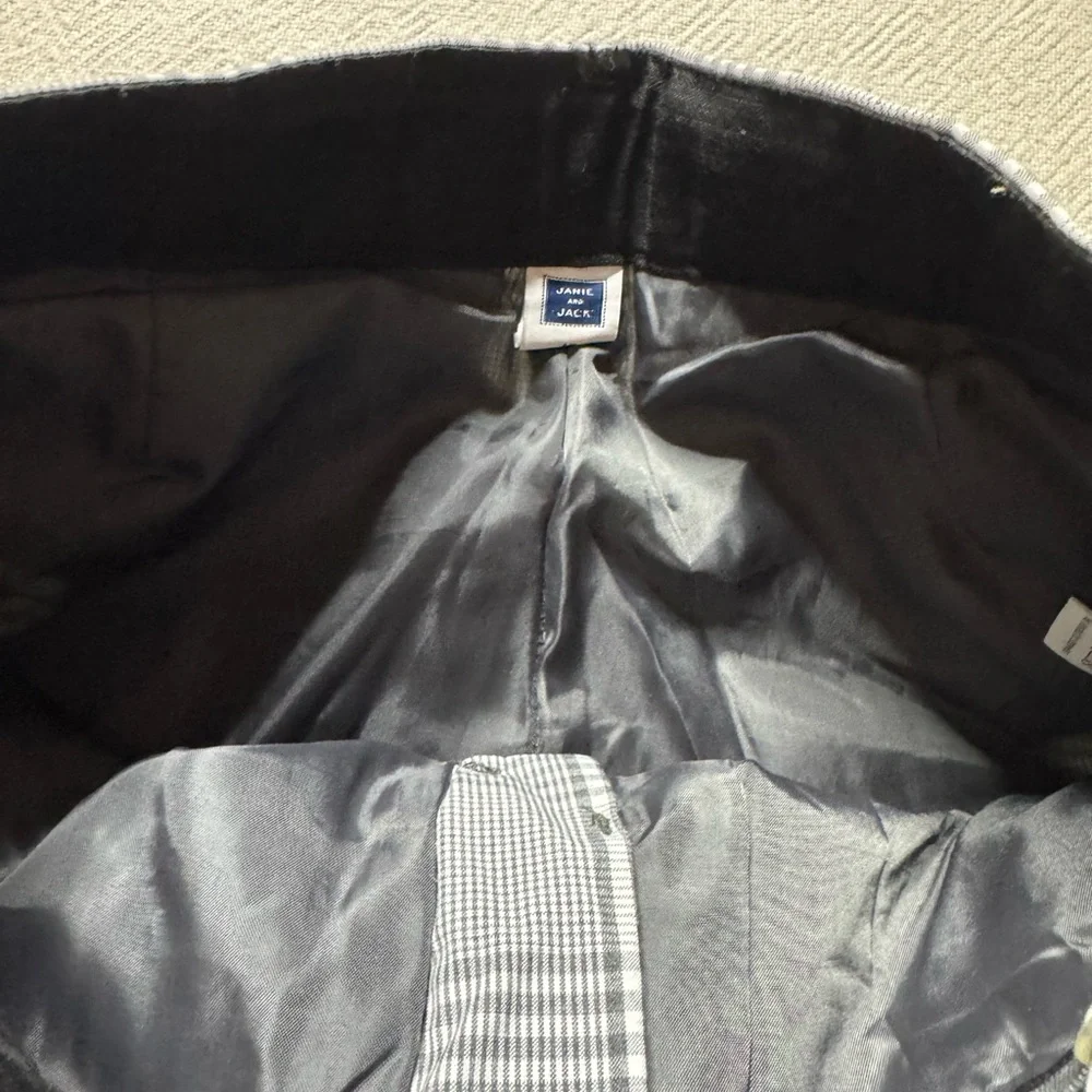 Janie & Jack Boys Gingham Plaid Grey Dressy Pants 10 - Picture 4 of 7